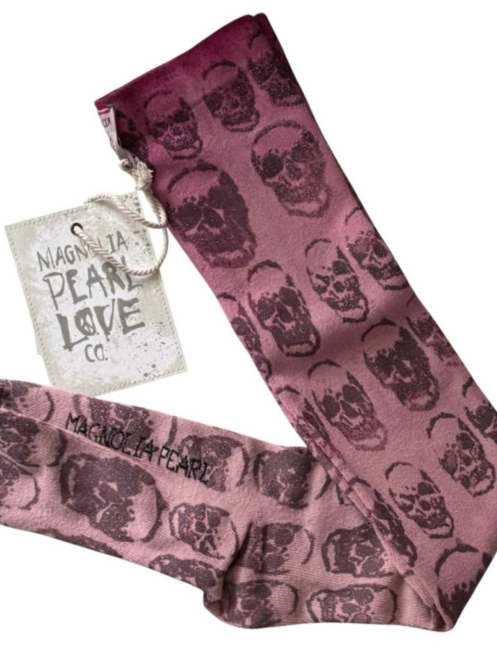 MAGNOLIA PEARL Limited Release Glitter Skull Socks NWT - Picture 2 of 5